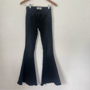 We The Free Black Flare Wide Leg Jeans Raw hem 25